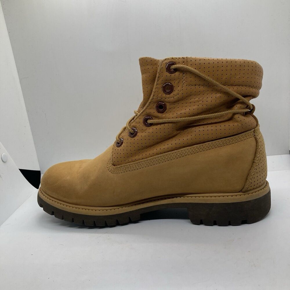 Timberland Boots Mens 7.5 Premium Roll Top Wheat Brown Winter - Picture 6 of 9